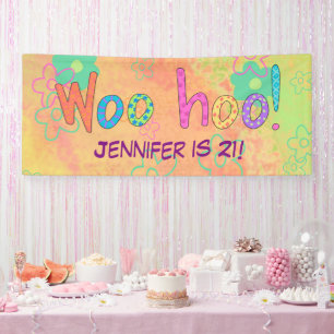 21e anniversaire WooHoo Nom Bannière personnalisée