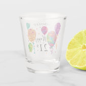 21e Birthday Balloons Monogram naam Shot Glas (Achterkant)