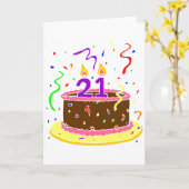 21e Birthday Cake Kaart (Gele Bloem)