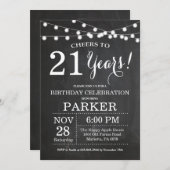 21e Birthday Invitation Chalkboard Kaart (Voorkant / Achterkant)