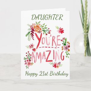 21e BIRTHDAY NAAR MIJN DAUGHTER-VAN MOM Kaart