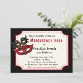 21e Birthday nodigmasquerade,21st,masquerad Kaart (Staand voorkant)