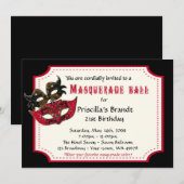 21e Birthday nodigmasquerade,21st,masquerad Kaart (Voorkant / Achterkant)