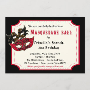 21e Birthday nodigmasquerade,21st,masquerad Kaart
