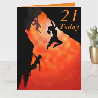 21e Birthday rock bergbeklimmer art card Kaart