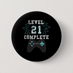 21e Birthday Video Game Humor T-shirt Funny Gamer Ronde Button 5,7 Cm