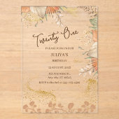 21e Boheemse verjaardagsfeest goud Acryl Uitnodigingen (Voorkant)