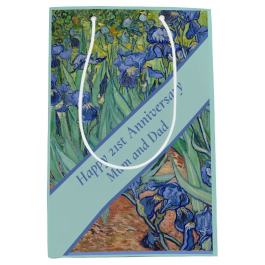 21e bruiloft Jubileum Blue Iris Medium Cadeauzakje (Voorkant)
