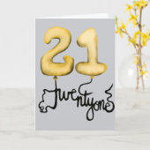 21e carte Balloon d'anniversaire (Fleur jaune)