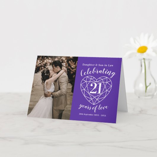21e Carte cardiaque Iolite Mariage Anniversaire (Petite plante)