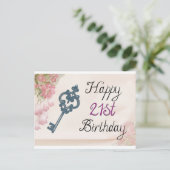 21e carte d'anniversaire femme (Debout devant)