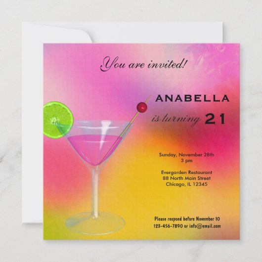 21e Cocktail Invitation Anniversaire (Devant)