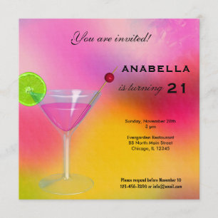 21e Cocktail Verjaardag Uitnodiging