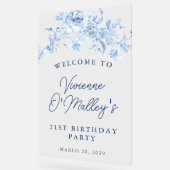 21e fête d'anniversaire Bienvenue Rose bleu Floral (Angle)