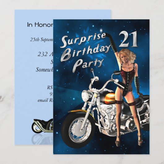 21e fête d'anniversaire Invitation (Devant / Derrière)