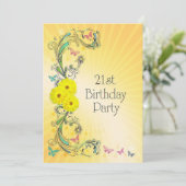 21e fête d'anniversaire Invitation à la fleur jaun (Debout devant)