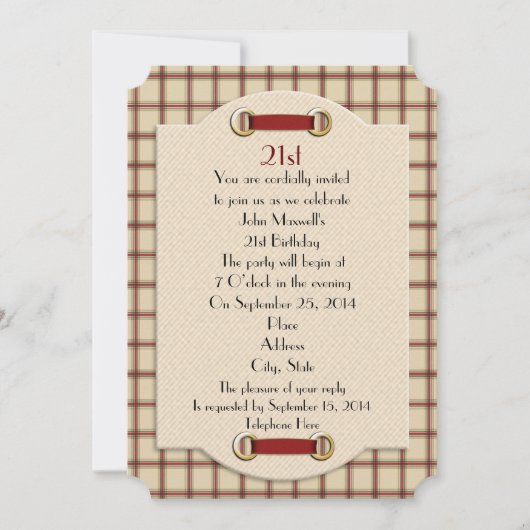 21e fête d'anniversaire invitation officielle à l' (Devant)