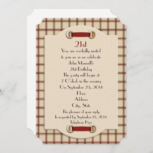 21e fête d'anniversaire invitation officielle à l' (Devant / Derrière)