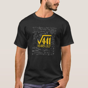 21e geboorte-vierkant wortel van 441 21 jaar oud t-shirt