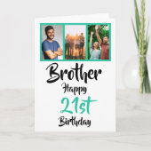 21e gelukkige verjaardag broerfoto collage Kaart (Voorkant)