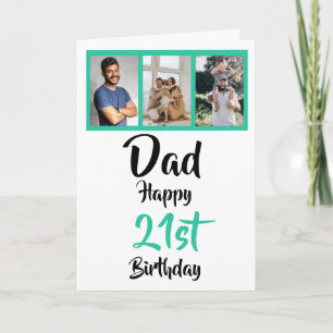 21e gelukkige verjaardag Fotocollage Kaart vader