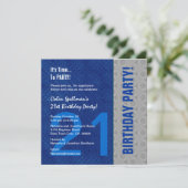 21e gerecycleerd vogelblauw- en zilverpatroon kaart (Staand voorkant)