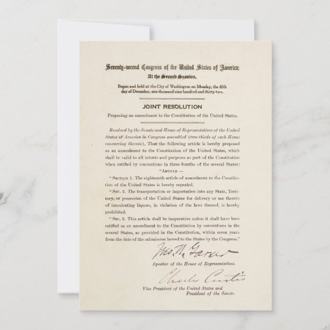 21e grondwetswijziging Verbod (Voorkant)