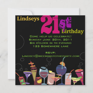 21e Happy Birthday Party Invitation Invite Kaart