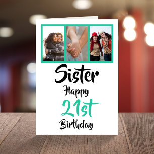 21e heureux anniversaire soeur photo collage carte