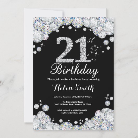 21e Invitation Anniversaire Chalkboard Diamant d'a (Devant)