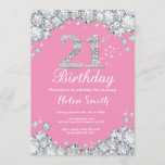 21e Invitation anniversaire Diamant rose et argent<br><div class="desc">21e Invitation d'anniversaire. Diamant de pavé rose et argent. Élégant invitation du Bassin d'Anniversaire. Anniversaire adulte. Les femmes,  anniversaire. Hommes Anniversaire.
Pour plus de personnalisation,  cliquez sur le bouton "Customiser" et utilisez notre outil de conception pour modifier ce modèle.</div>