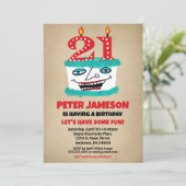 21e Invitation anniversaire Funny Cake Décontracté (Debout devant)