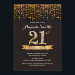 21e Invitation anniversaire Parties scintillant no<br><div class="desc">Invitation du 21e anniversaire. Parties scintillant Noir et Or. Invitation de fête d'anniversaire adulte. Femmes ou Hommes Anniversaires Bash. Pour plus de personnalisation,  cliquez sur le bouton "Customiser" et utilisez notre outil de conception pour modifier ce modèle.</div>