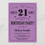 21e Invitation d'anniversaire Noir et pourpre<br><div class="desc">21e Invitation Anniversaire Typographie noir et violet. Arrière - plan violet Lilac Lavande noir et violet. Anniversaire adulte. Hommes ou femmes, anniversaire. Enfants Garçon ou fille Ado Anniversaire adolescente Invitation . 13e 15e 16e 18e 20e 21e 30e 40e 50e 60e 70e 80e 90e 100e. N'Importe Quel Âge. Pour plus de...</div>