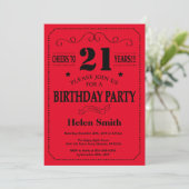 21e Invitation d'anniversaire Noir et Rouge (Debout devant)