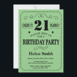 21e Invitation d'anniversaire Noir et Vert<br><div class="desc">21e Invitation Anniversaire Typographie Noire et Verte. Arrière - plan noir et vert. Anniversaire adulte. Hommes ou femmes, anniversaire. Enfants Garçon ou fille Ado Anniversaire adolescente Invitation . 13e 15e 16e 18e 20e 21e 30e 40e 50e 60e 70e 80e 90e 100e. N'Importe Quel Âge. Pour plus de personnalisation, cliquez sur...</div>