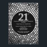 21e Invitation d'anniversaire Parties scintillant<br><div class="desc">21e Invitation d'anniversaire. Parties scintillant noire et argent. Diamant d'argent.Fête d'anniversaire pour adulte. Pour les hommes ou les femmes.
Pour plus de personnalisation,  cliquez sur le bouton "Customiser" et utilisez notre outil de conception pour modifier ce modèle.</div>