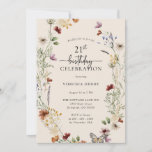 21e Invitation Florale Anniversaire<br><div class="desc">Cette invitation élégante et élégante de 21e anniversaire présente de magnifiques fleurs sauvages d'aquarelle peints à la main,  disposés comme une jolie couronne,  parfaite avec un élégant script écrit à la main. Recherchez les éléments correspondants dans la collection de Mariages de Fleur sauvage Boho.</div>