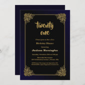 21e jaardag zwart-wit en gouddiner kaart (Voorkant / Achterkant)