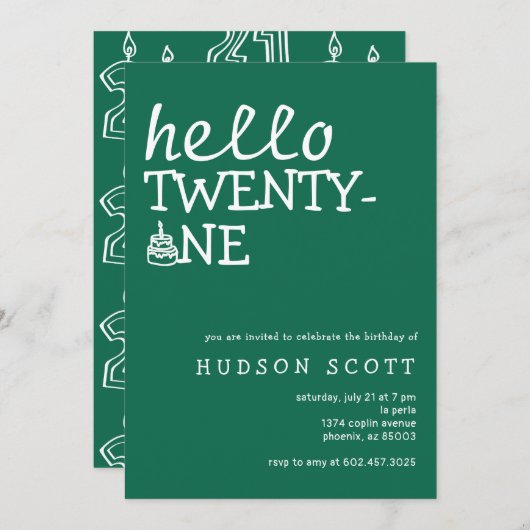 21e Mannen Hallo verjaardagsfeest Kaart (Voorkant / Achterkant)