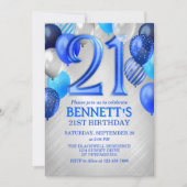21e Mens Blue Birthday Invitation (Devant)