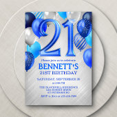 21e Mens Blue Birthday Invitation