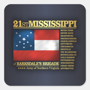 21e Mississippi Infanterie (BA2) Vierkante Sticker