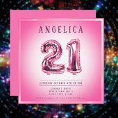 21e Numéro Ballons Invitation d'anniversaire
