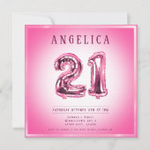 21e nummer ballonnen verjaardag uitnodiging (Voorkant)