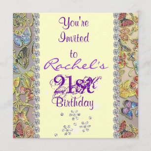 21e PURPLE BOUTTERFLY Anniversaire Invitation BLIN