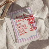 21e Rode Hand Getrokken Champagne Glas Foto Verjaa Kaart