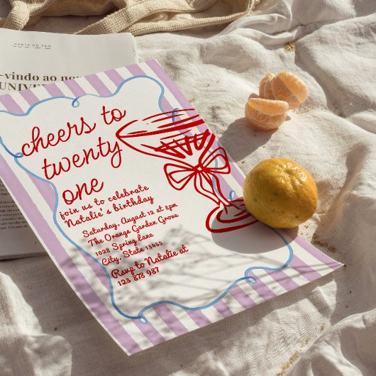 21e Rode Hand Getrokken Champagne Glas Foto Verjaa Kaart