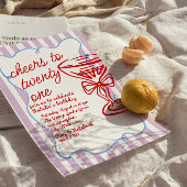 21e Rode Hand Getrokken Champagne Glas Leuke Verja Kaart