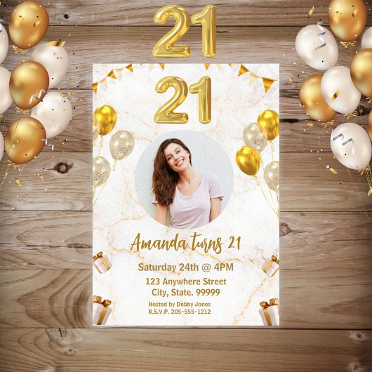 21e Sparkle Gold 21e Anniversaire Fête Invitation